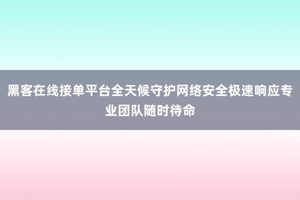 黑客在线接单平台全天候守护网络安全极速响应专业团队随时待命